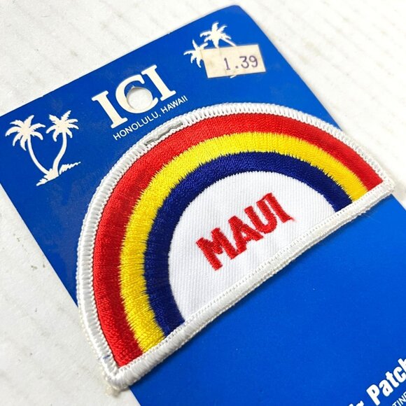 Maui Hawaii Rainbow Vtg Patch Postcard 4in Hawaiian Souvenir ICI LGBTQ Pride - Picture 3 of 3